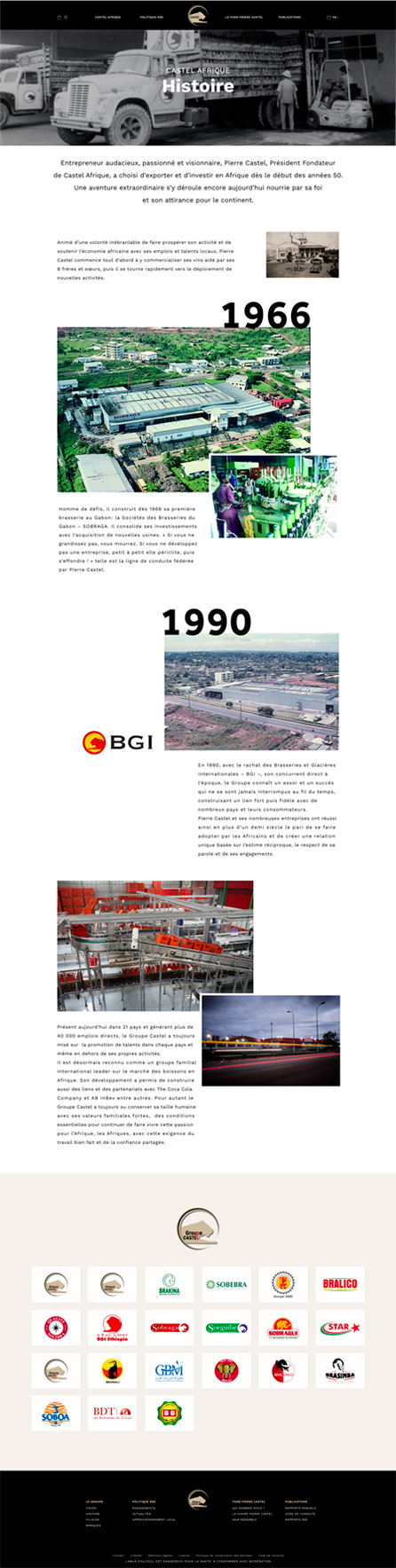 Page Histoire du site Castel Afrique