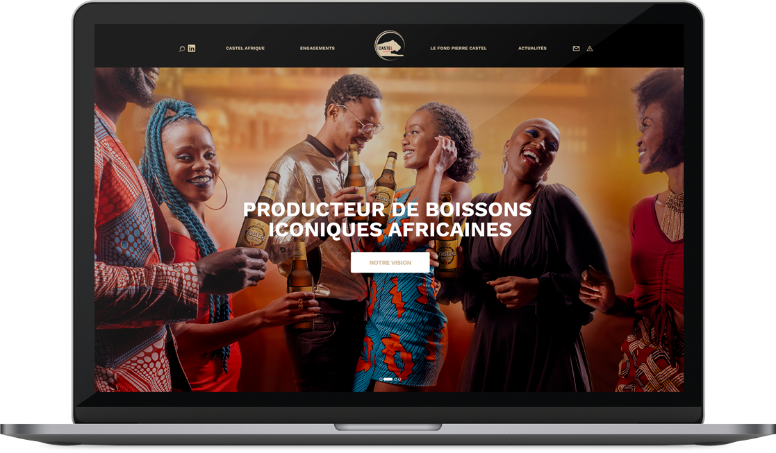 Homepage Castel Afrique présentée sur ordinateur portable
