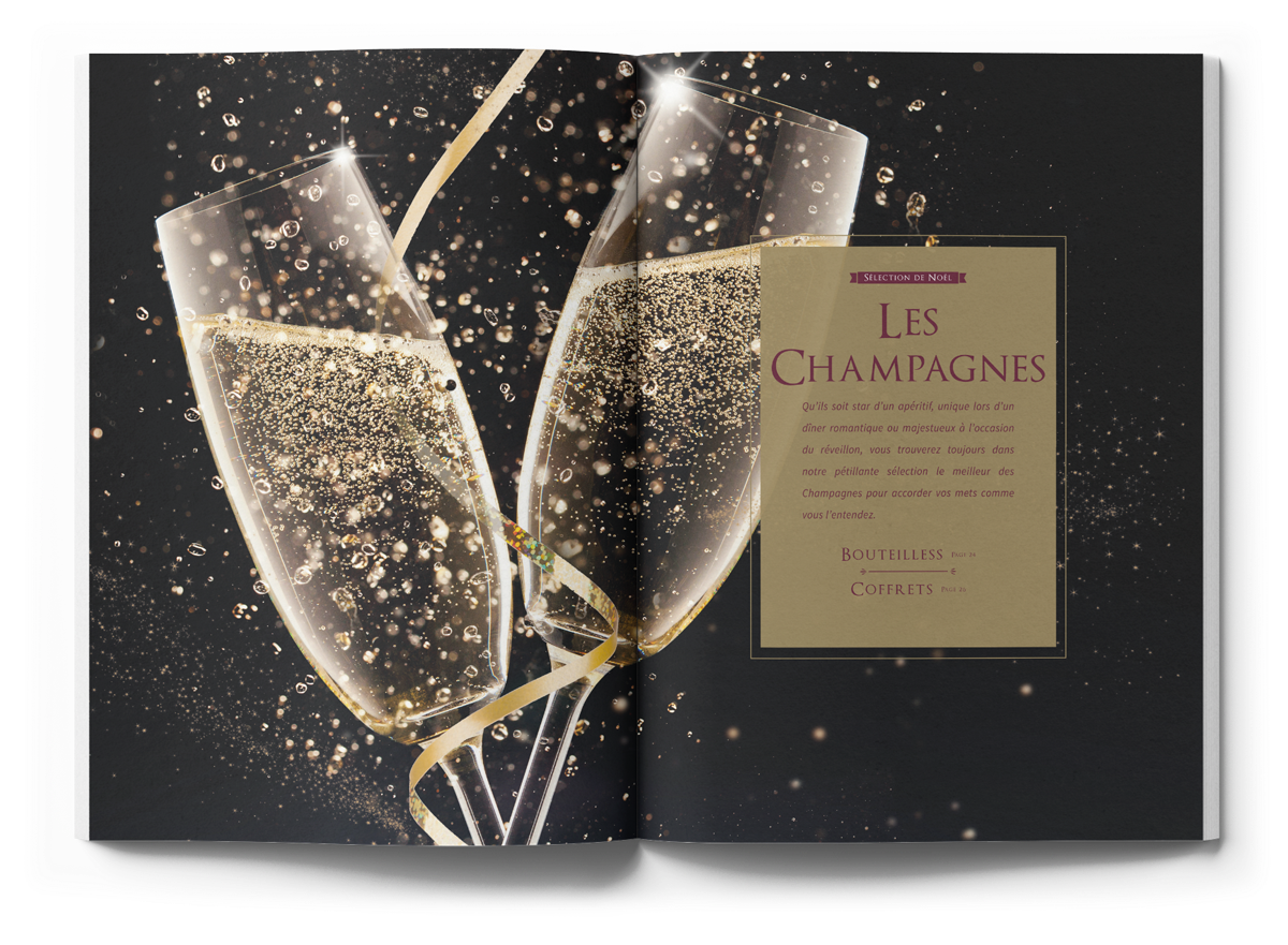 Double page d’ouverture de la section champagnes