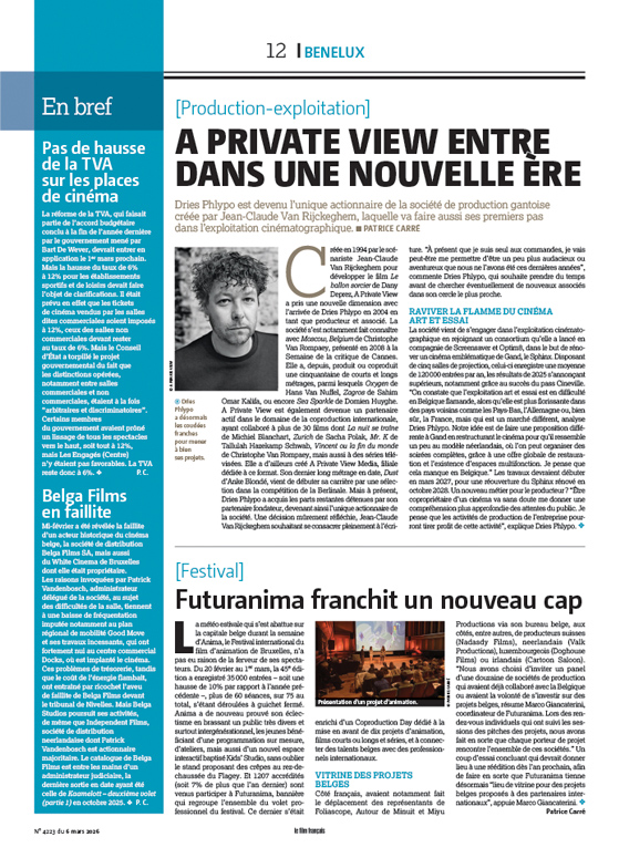Mise en page Le Film Français — Private View et Futuranima