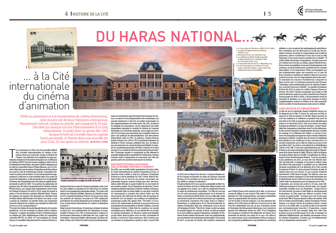 Double page Du Haras National à la Cité internationale du cinéma d’animation