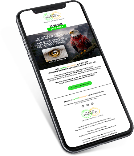 Plaxtil Essaimons — emailing d’invitation sur mobile