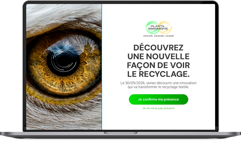Plaxtil Essaimons — landing page d’inscription sur ordinateur