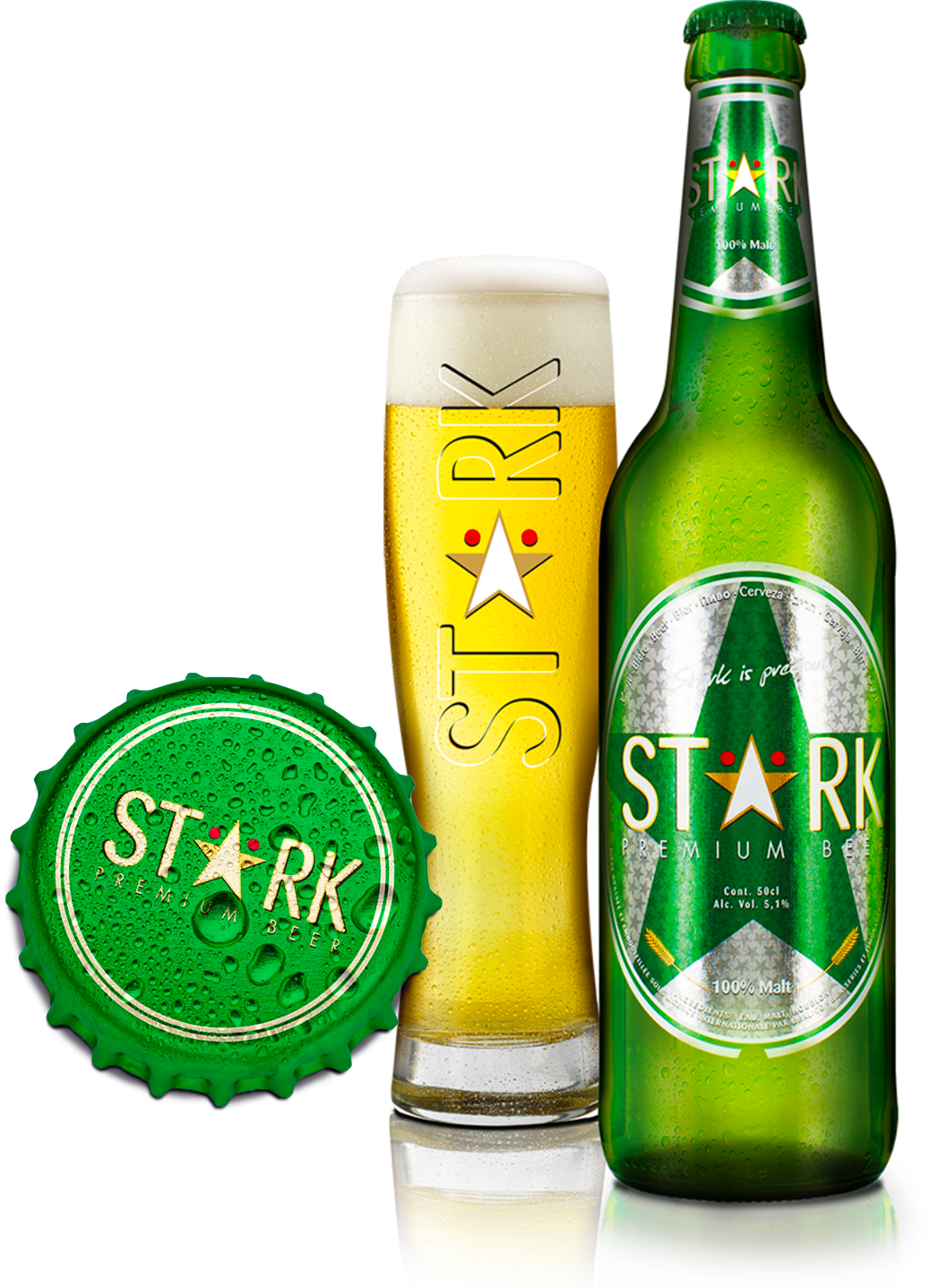 Stärk — bouteille, verre et capsule de la bière